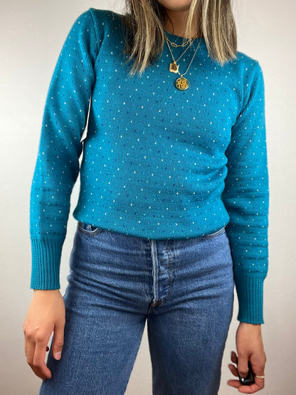 Vintage Meister Blue Hearts Sweater