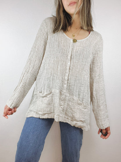 Pure Jill Textured Linen Chore Top