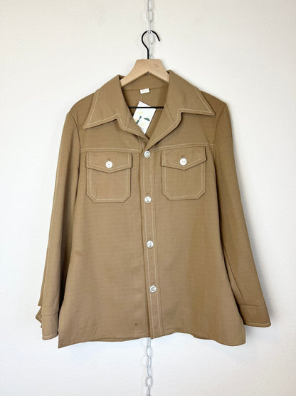 VINTAGE TAN BUTTON UP SHACKET