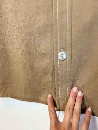 VINTAGE TAN BUTTON UP SHACKET