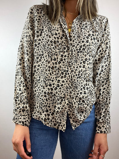 Vintage Silky Cheetah Print Top