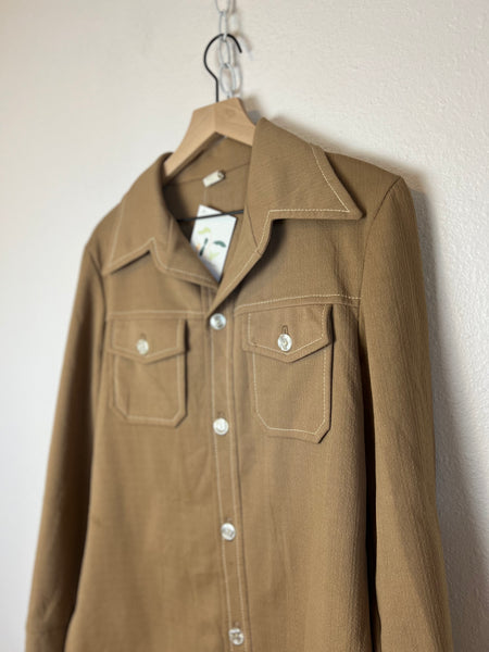 VINTAGE TAN BUTTON UP SHACKET