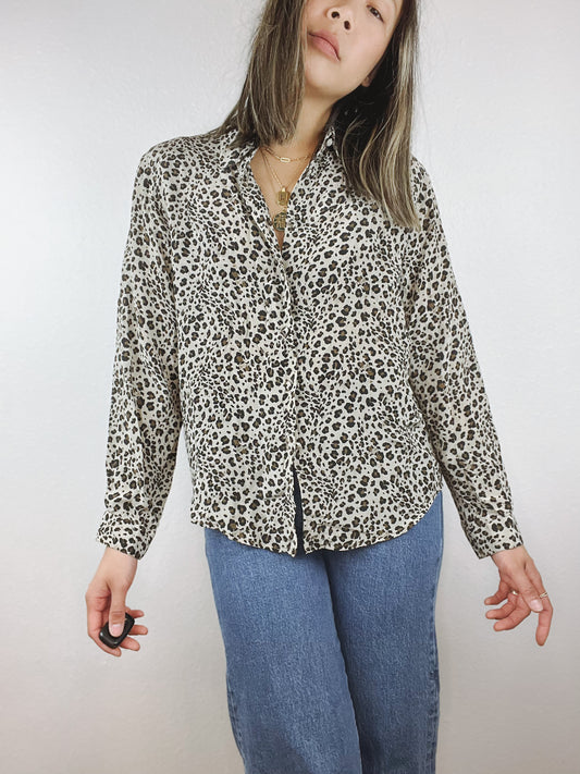 Vintage Silky Cheetah Print Top