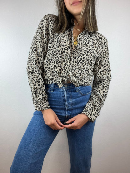 Vintage Silky Cheetah Print Top