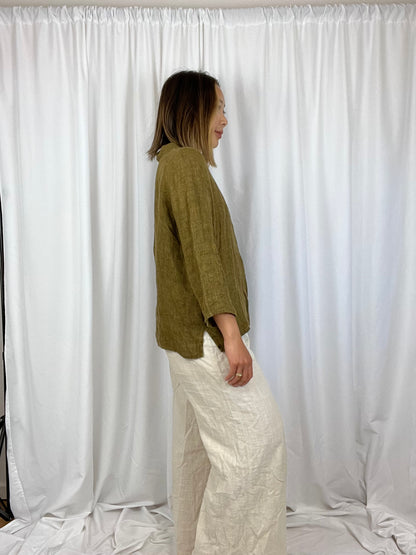 3/4 SLEEVE LINEN TOP