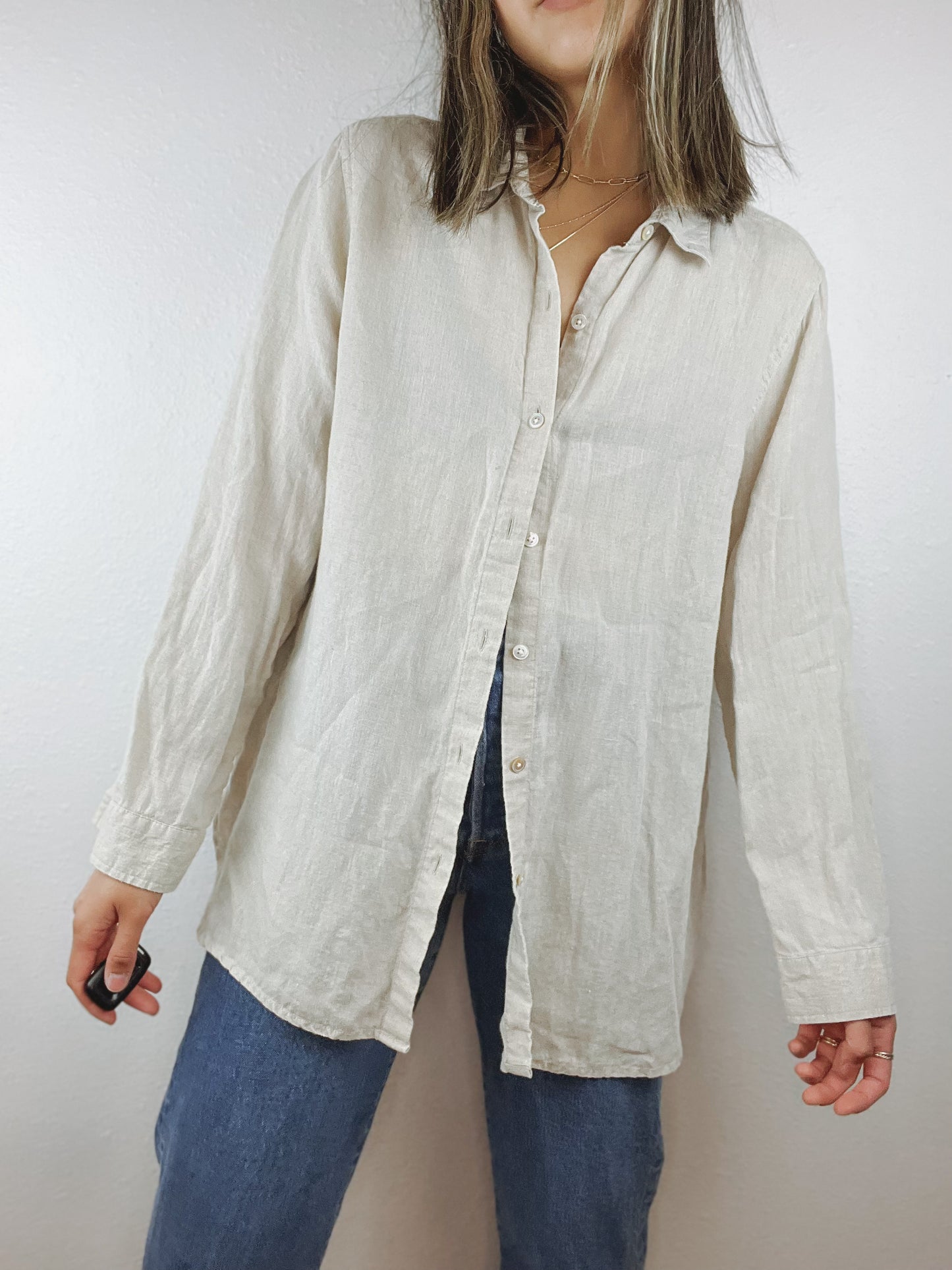 J. Jill Linen Long Sleeve Button Up Top