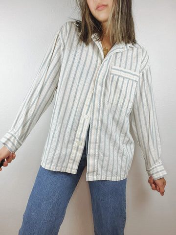 Handmade by Betty Striped Button Up Top