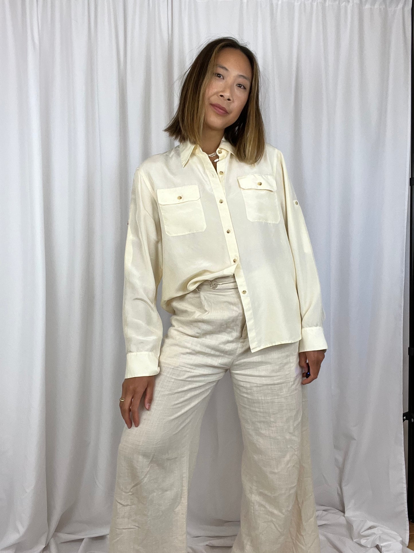 RALPH LAUREN SILK LONG SLEEVE TOP