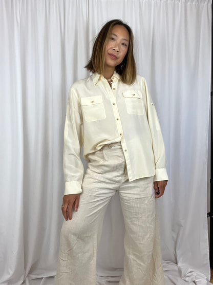 RALPH LAUREN SILK LONG SLEEVE TOP