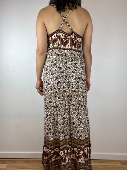 Vintage Butterfly Floral Maxi Dress