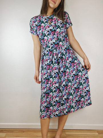 90s Floral Midi Dress