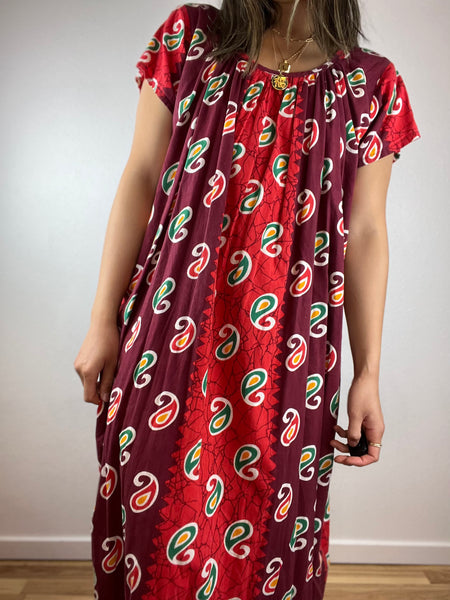 Red Patterned Mumu Dress