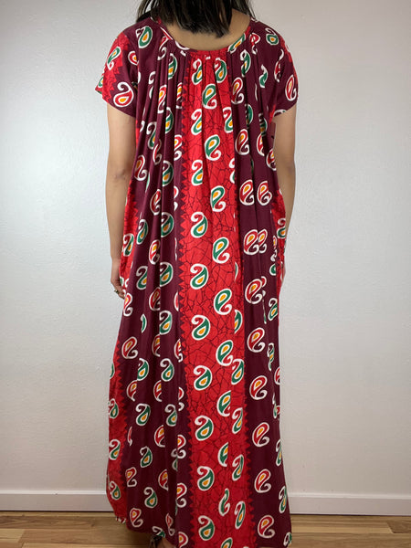 Red Patterned Mumu Dress