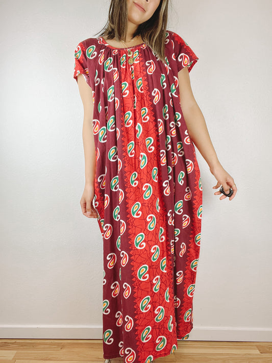 Red Patterned Mumu Dress