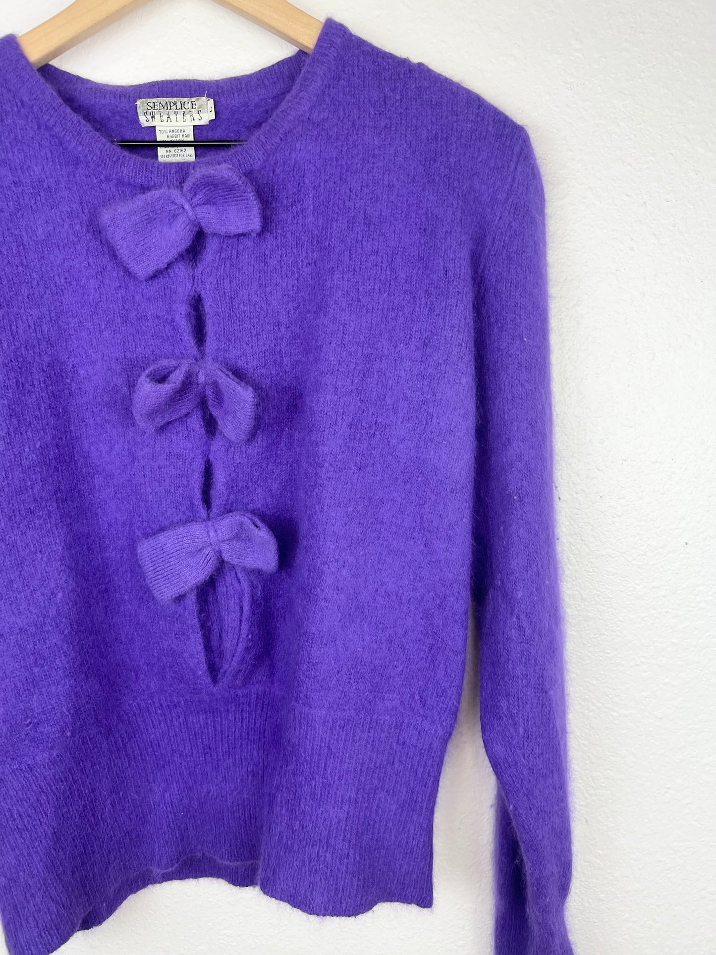 PURPLE ANGORA BOW SWEATER