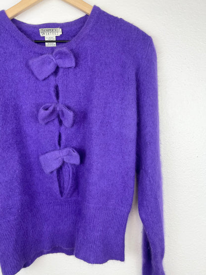 PURPLE ANGORA BOW SWEATER