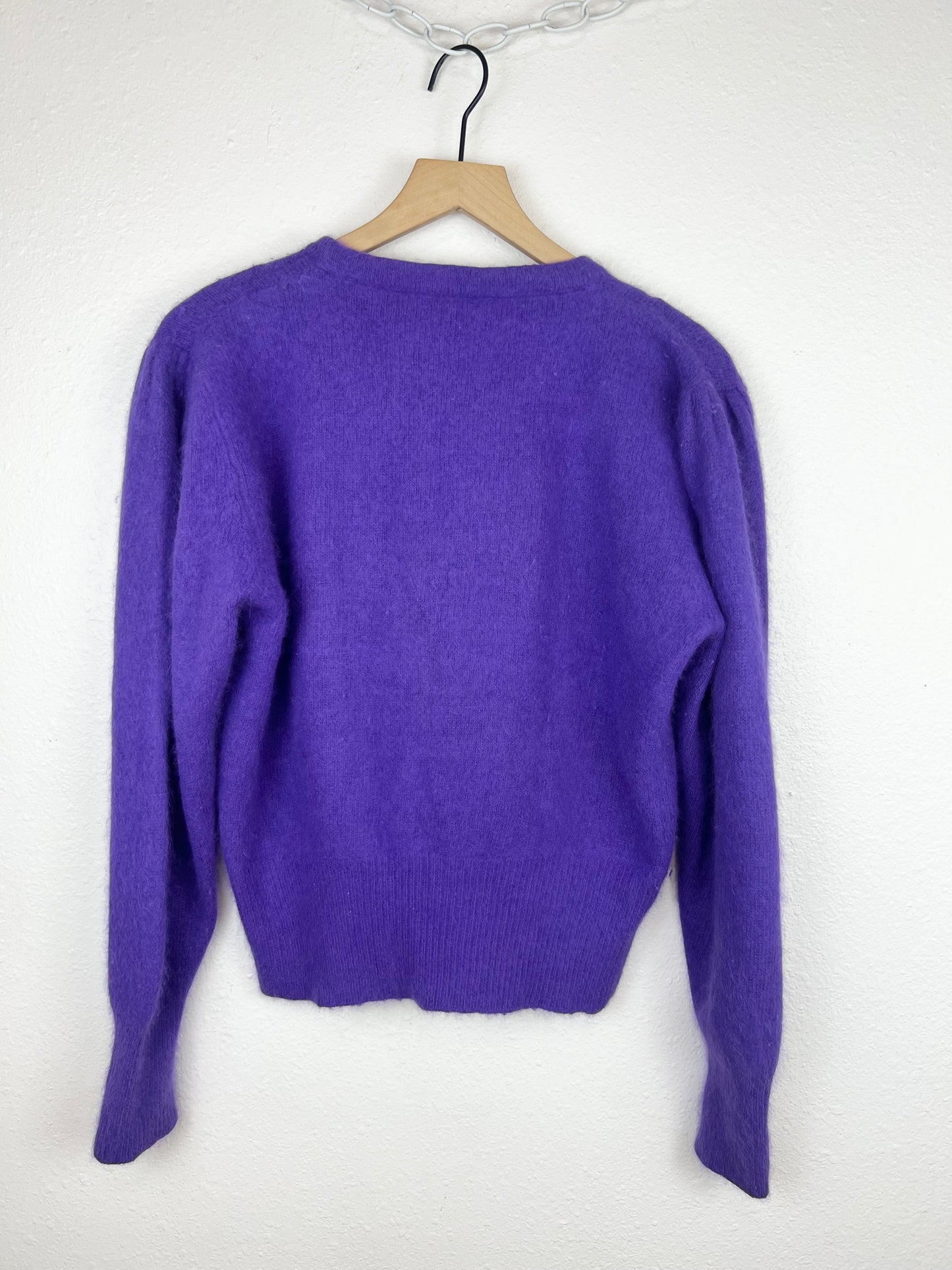 PURPLE ANGORA BOW SWEATER