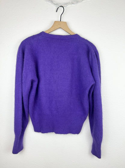 PURPLE ANGORA BOW SWEATER
