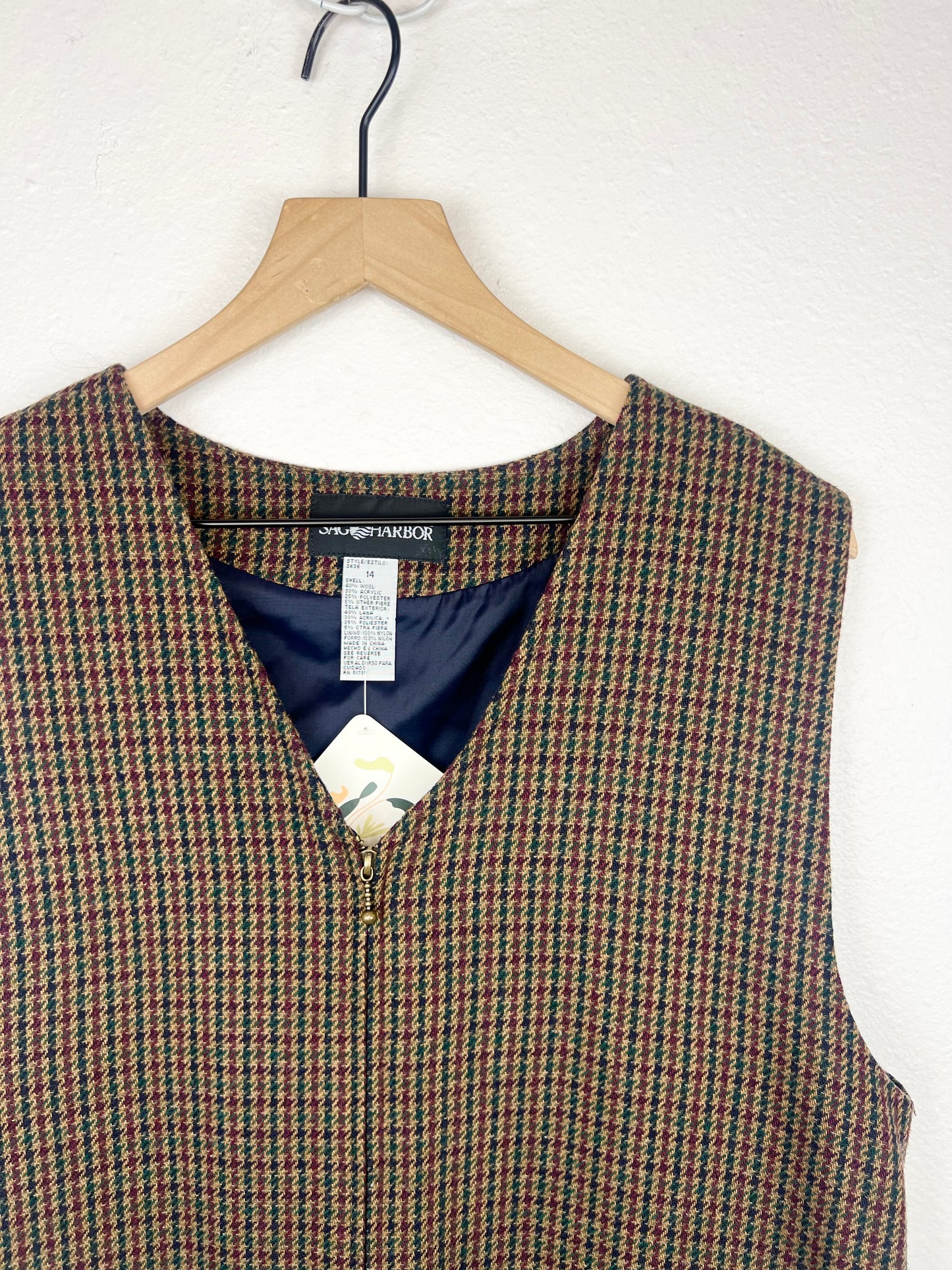 HOUNDSTOOTH PLAID WOOL DRESS