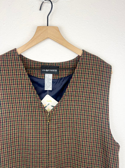 HOUNDSTOOTH PLAID WOOL DRESS