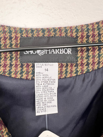 HOUNDSTOOTH PLAID WOOL DRESS