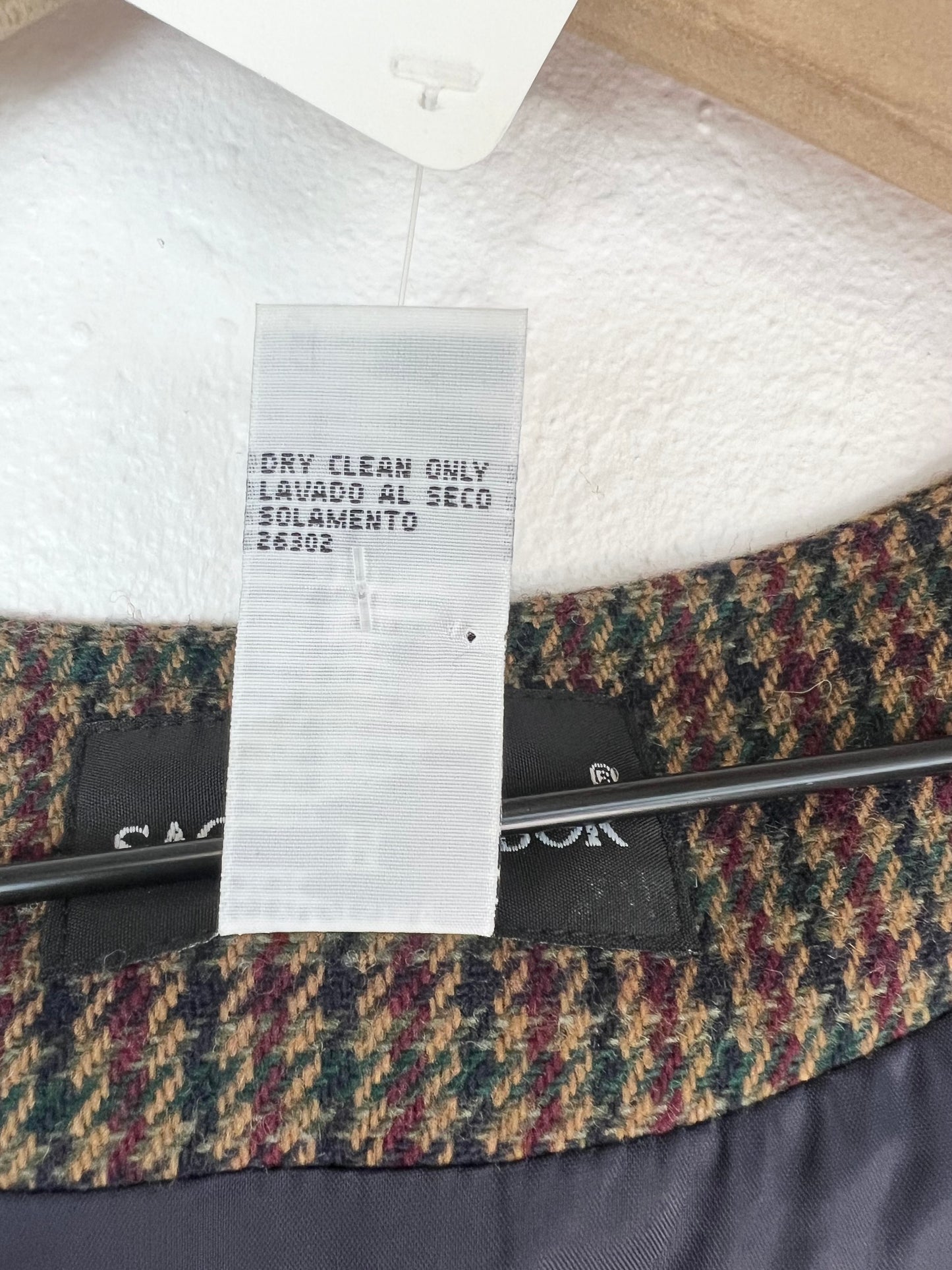 HOUNDSTOOTH PLAID WOOL DRESS