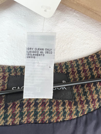 HOUNDSTOOTH PLAID WOOL DRESS