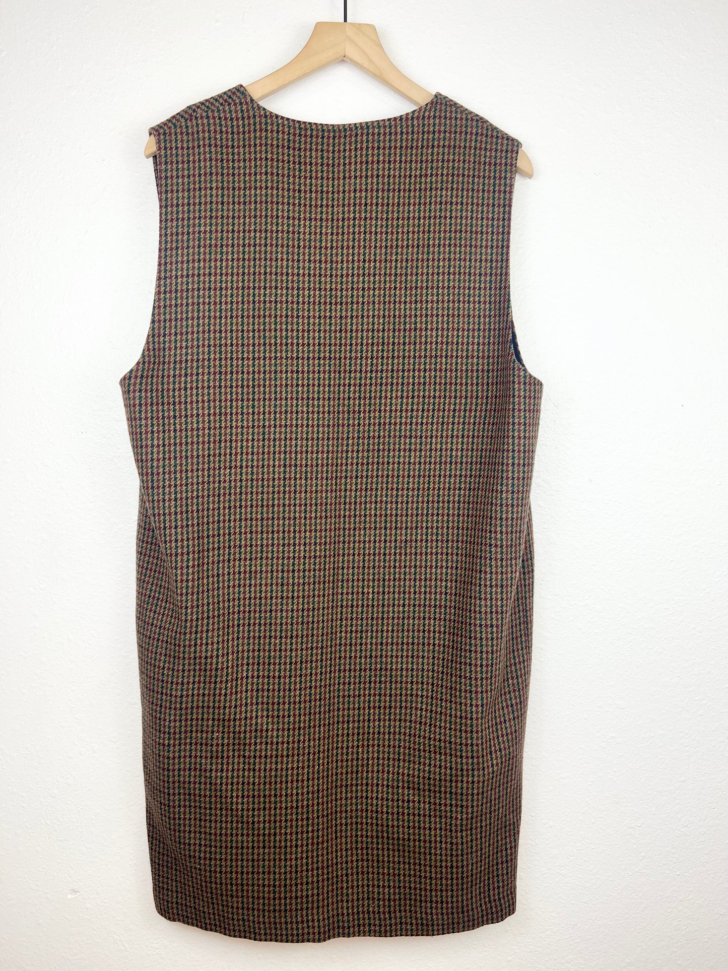 HOUNDSTOOTH PLAID WOOL DRESS