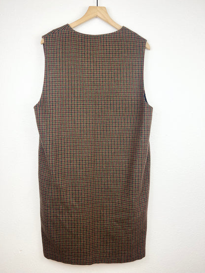 HOUNDSTOOTH PLAID WOOL DRESS