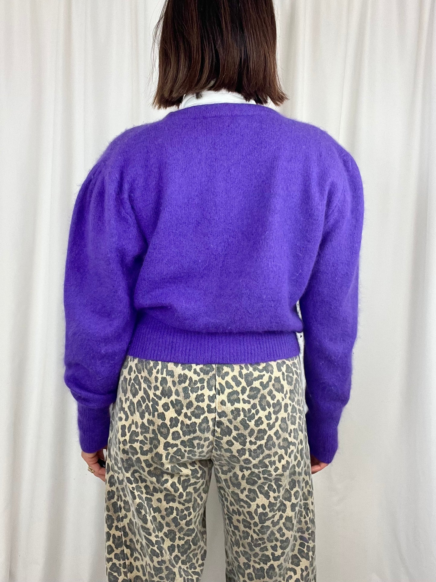 PURPLE ANGORA BOW SWEATER