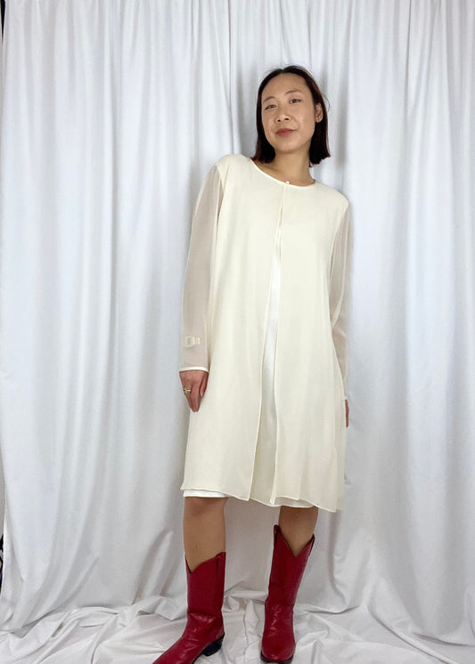 CREAM SILK FLOWY DRESS