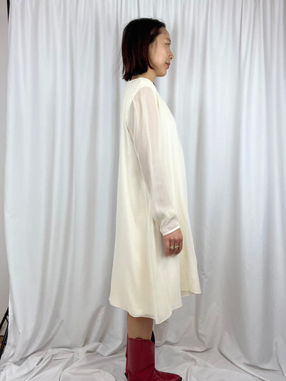 CREAM SILK FLOWY DRESS