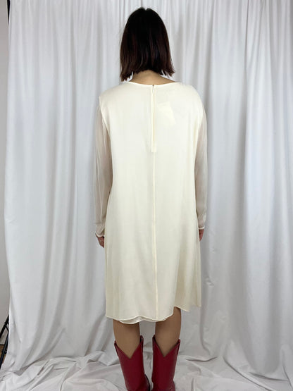 CREAM SILK FLOWY DRESS