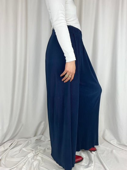 NAVY PLEATED PANTS - WAIST 27"-30"