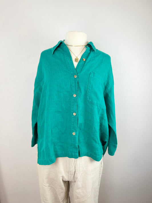 CHICO'S TEAL LINEN TOP