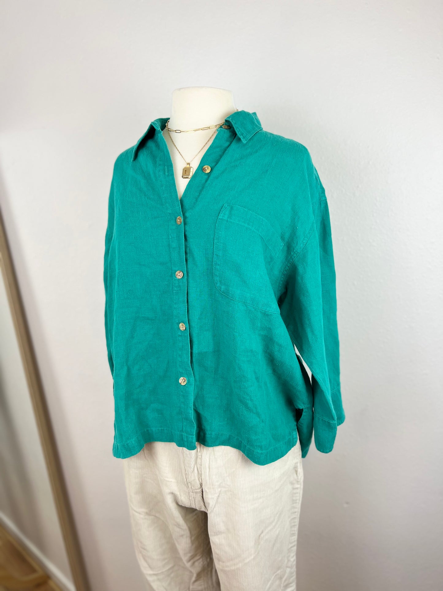 CHICO'S TEAL LINEN TOP