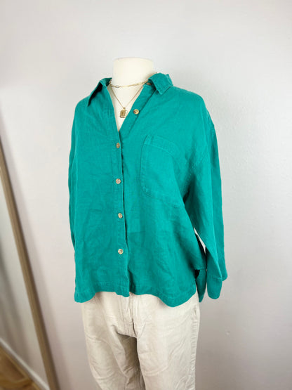 CHICO'S TEAL LINEN TOP