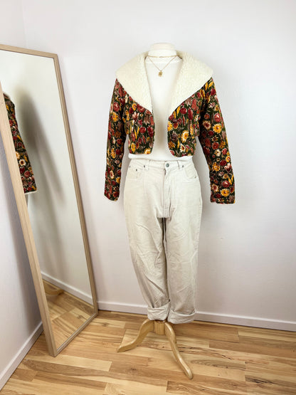 CROP FLORAL CORDUROY JACKET