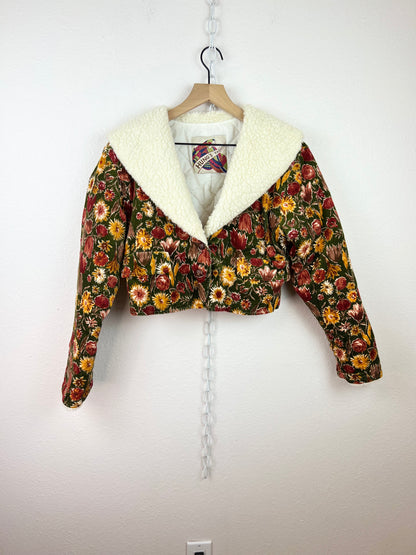 CROP FLORAL CORDUROY JACKET