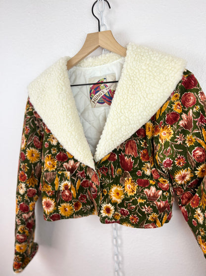 CROP FLORAL CORDUROY JACKET