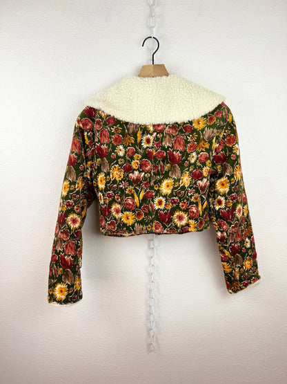 CROP FLORAL CORDUROY JACKET