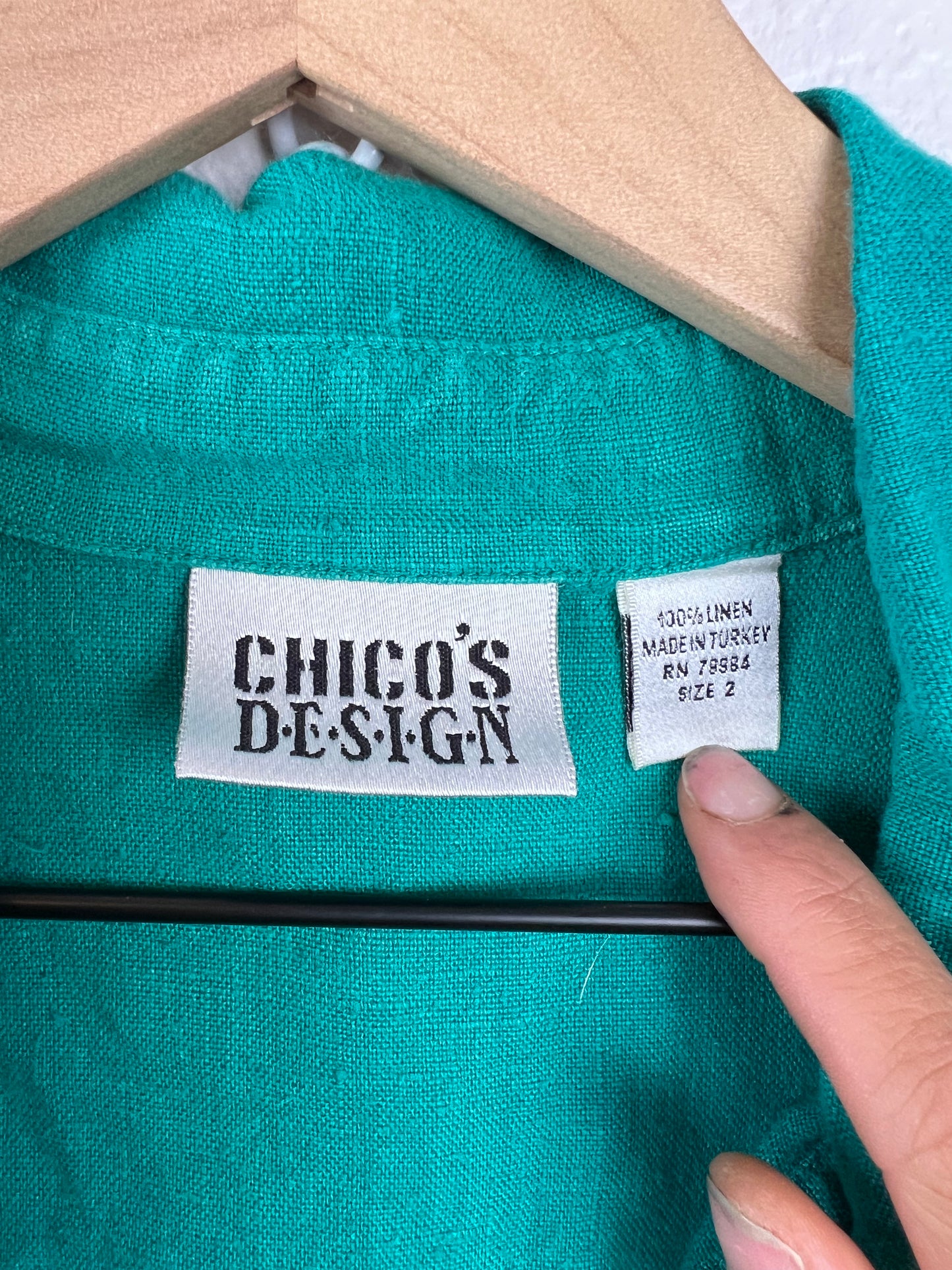 CHICO'S TEAL LINEN TOP