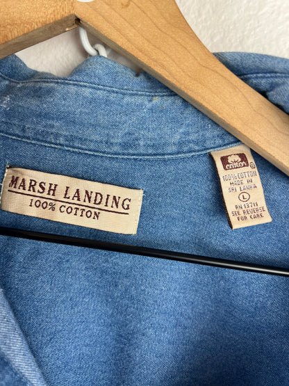 MARSH LANDING DENIM BUTTON UP