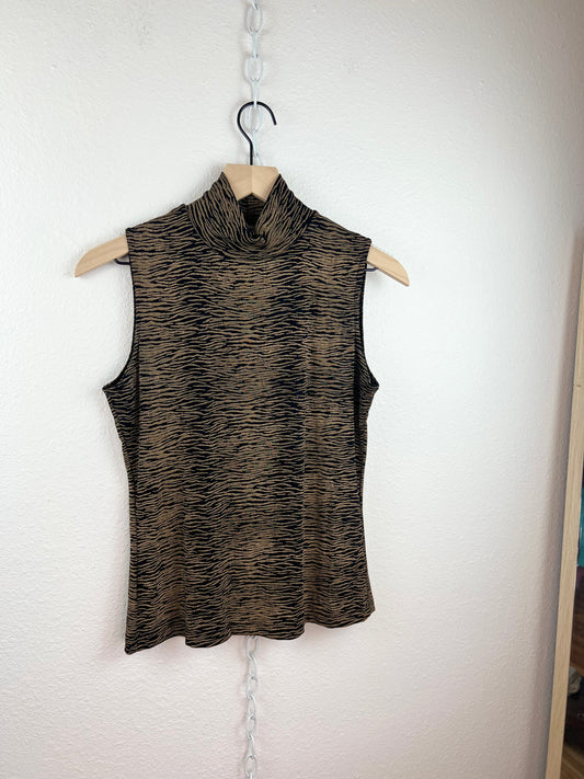 TIGER STRIPE MOCK NECK TOP
