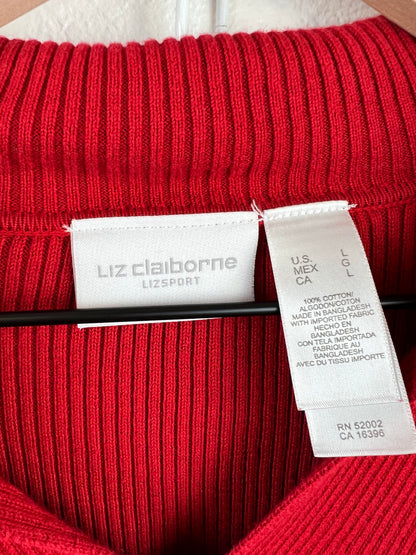 LIZ CLAIBORNE RIBBED COLLARED SWEATER