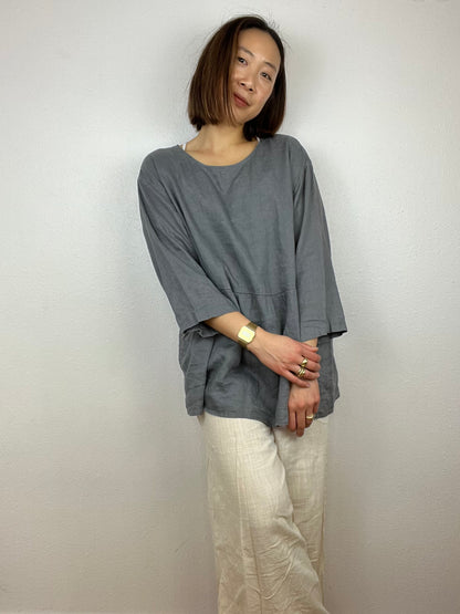 LINEN FLOWY BLOUSE