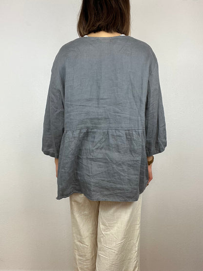 LINEN FLOWY BLOUSE