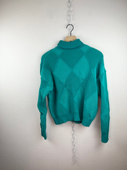 BRIGHT TEAL TURTLENECK SWEATER