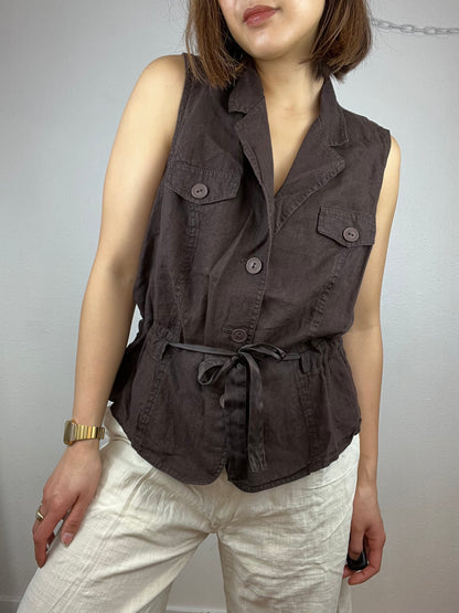 LINEN TIE WAIST TOP
