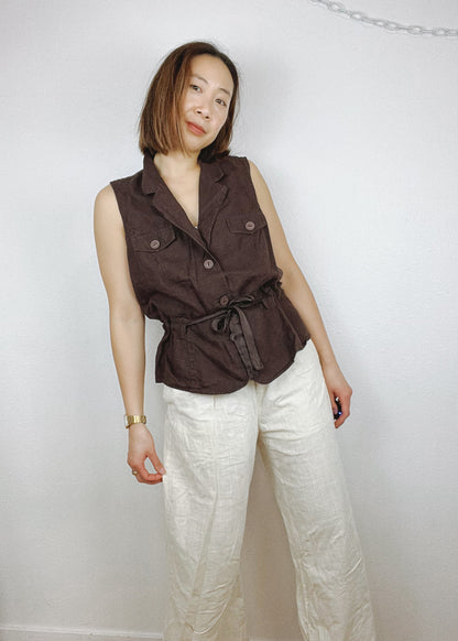 LINEN TIE WAIST TOP